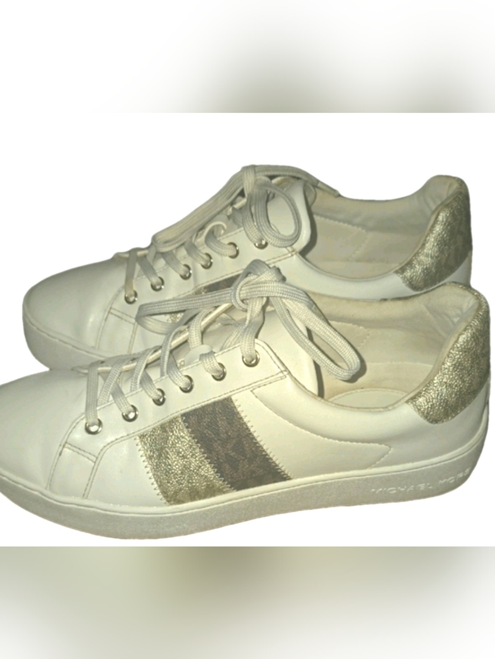 Michael Kors White Sneakers with Gold Accents